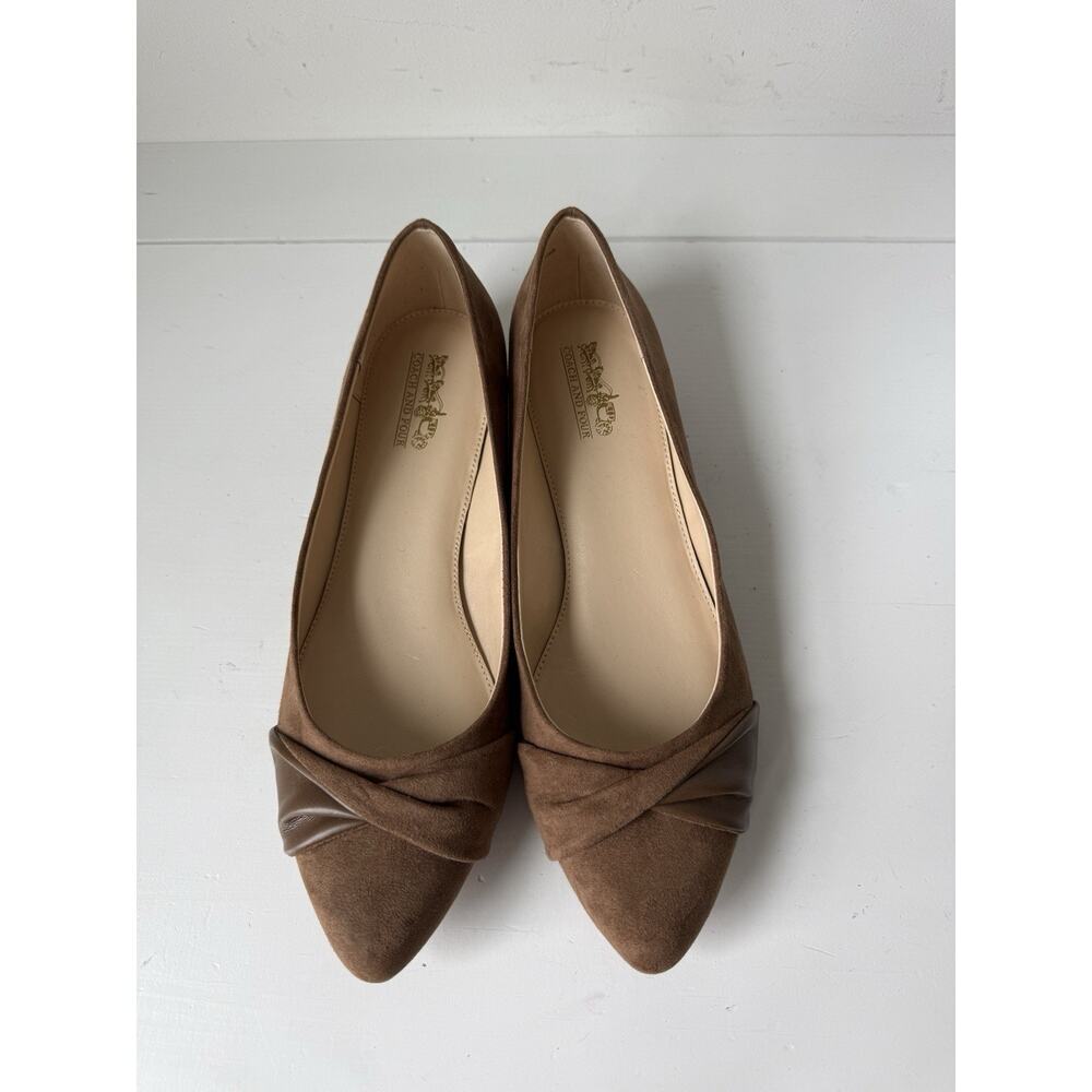 Coach & Four Ballet Flats Womens 8 Beige Bow Pointed Toe Slip On Casual Comfort - Picture 4 of 8